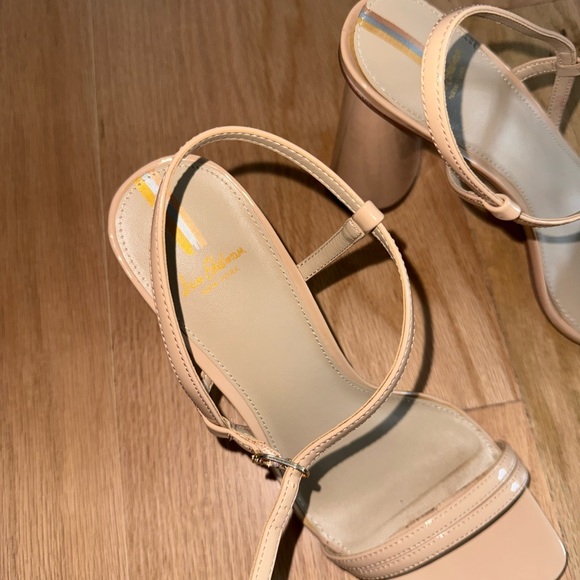 Sam Edelman Kit Block Heel Squared Open Toe Slingback Heeled Sandal Beige 8.5 - Picture 3 of 7